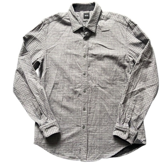 Hugo Boss Flannel Button Up Shirt Men’s Lined Check XL Slim Fit - Picture 1 of 8